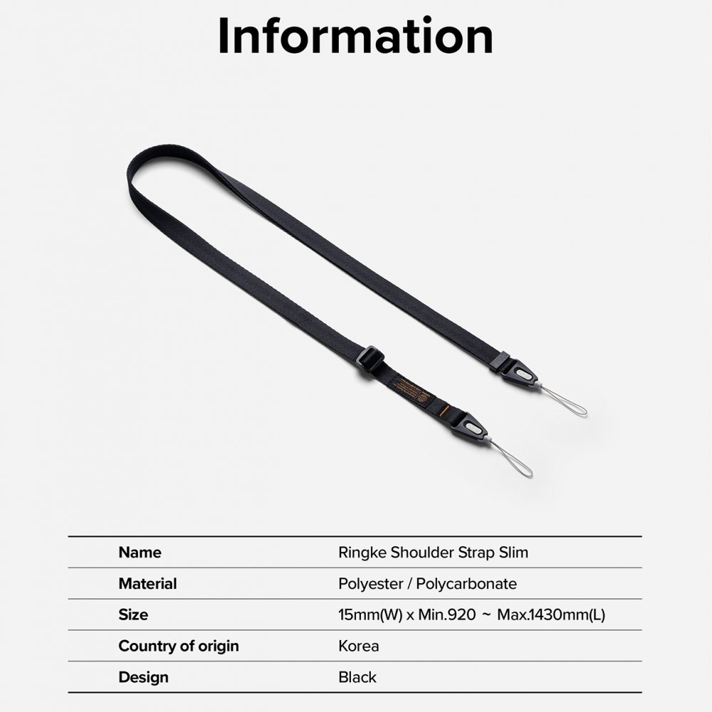 Picture of Ringke High density polyester Slim Shoulder Strap for Perfect for daily use traveling hiking smartphone Portable Handheld Fan Strap (Black)