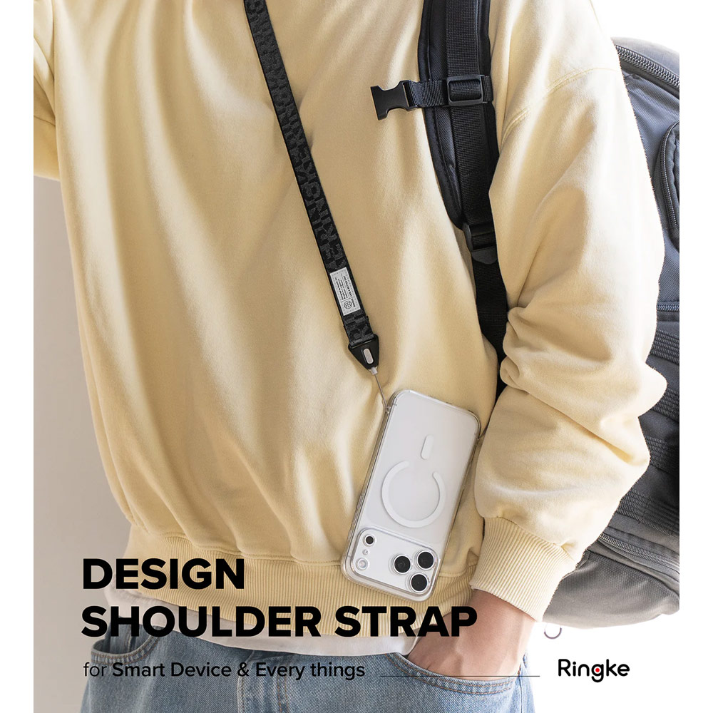 Picture of Ringke High density polyester Shoulder Strap for Perfect for daily use traveling hiking smartphone Portable Handheld Fan Strap (Lettering Black 3)