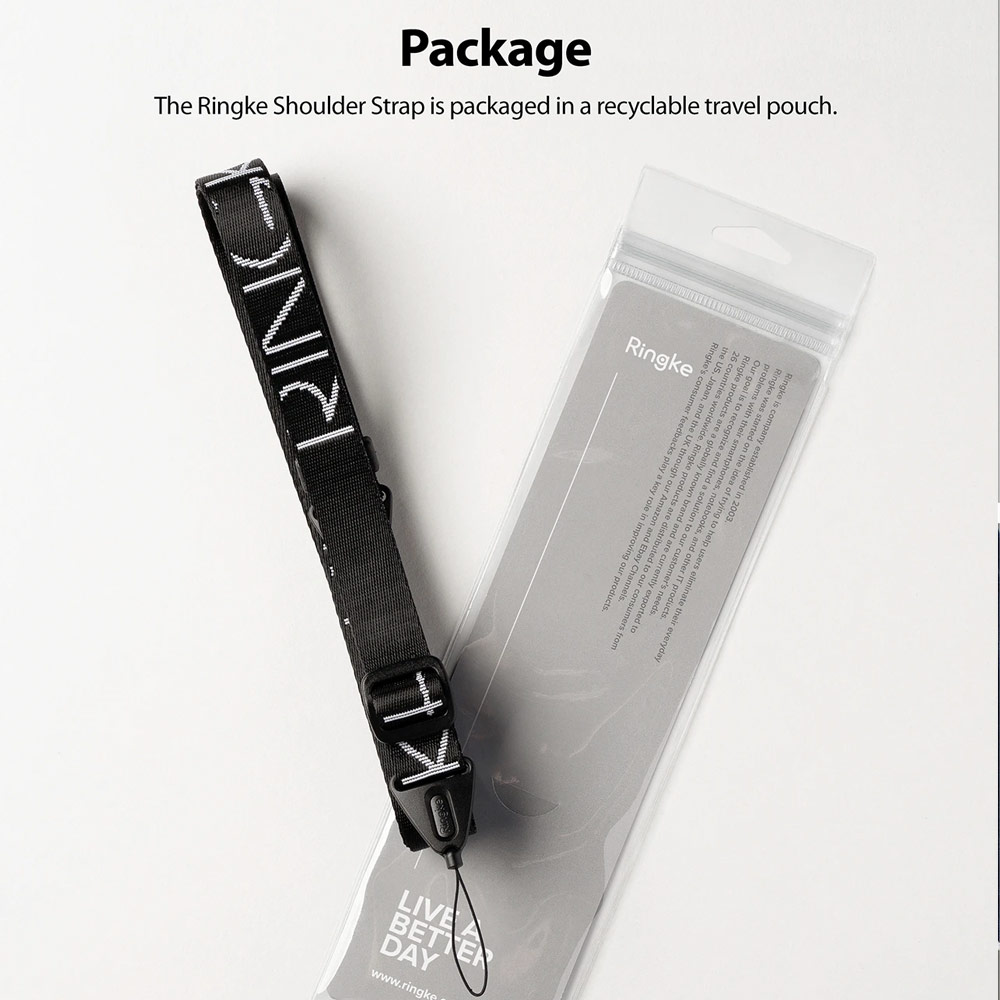 Picture of Ringke Shoulder Strap Smartphone Case Strap Camera Strap Airpods Pro Airpods 3 Strap with Buckle (Lettering Black)