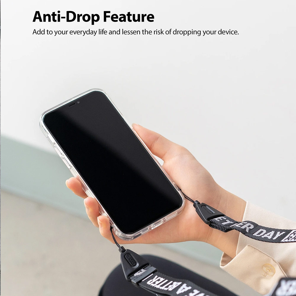 Picture of Ringke Shoulder Strap Smartphone Case Strap Camera Strap Airpods Pro Airpods 3 Strap with Buckle (Lettering Ticket Band 2 Black)