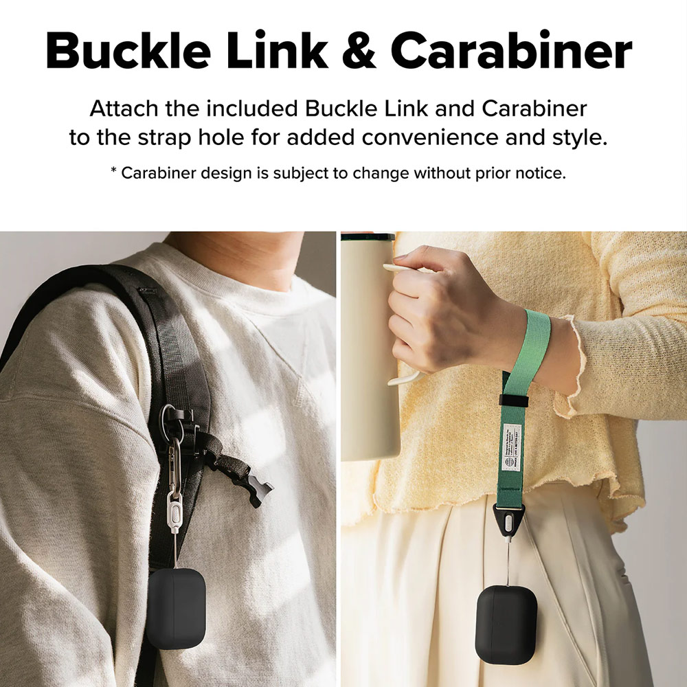 Picture of Apple Airpods Pro 3 Case | Ringke Silicone Soft Feel Hard Protective Protection Case with Carabiner for Apple Airpods Pro 3 (Black)