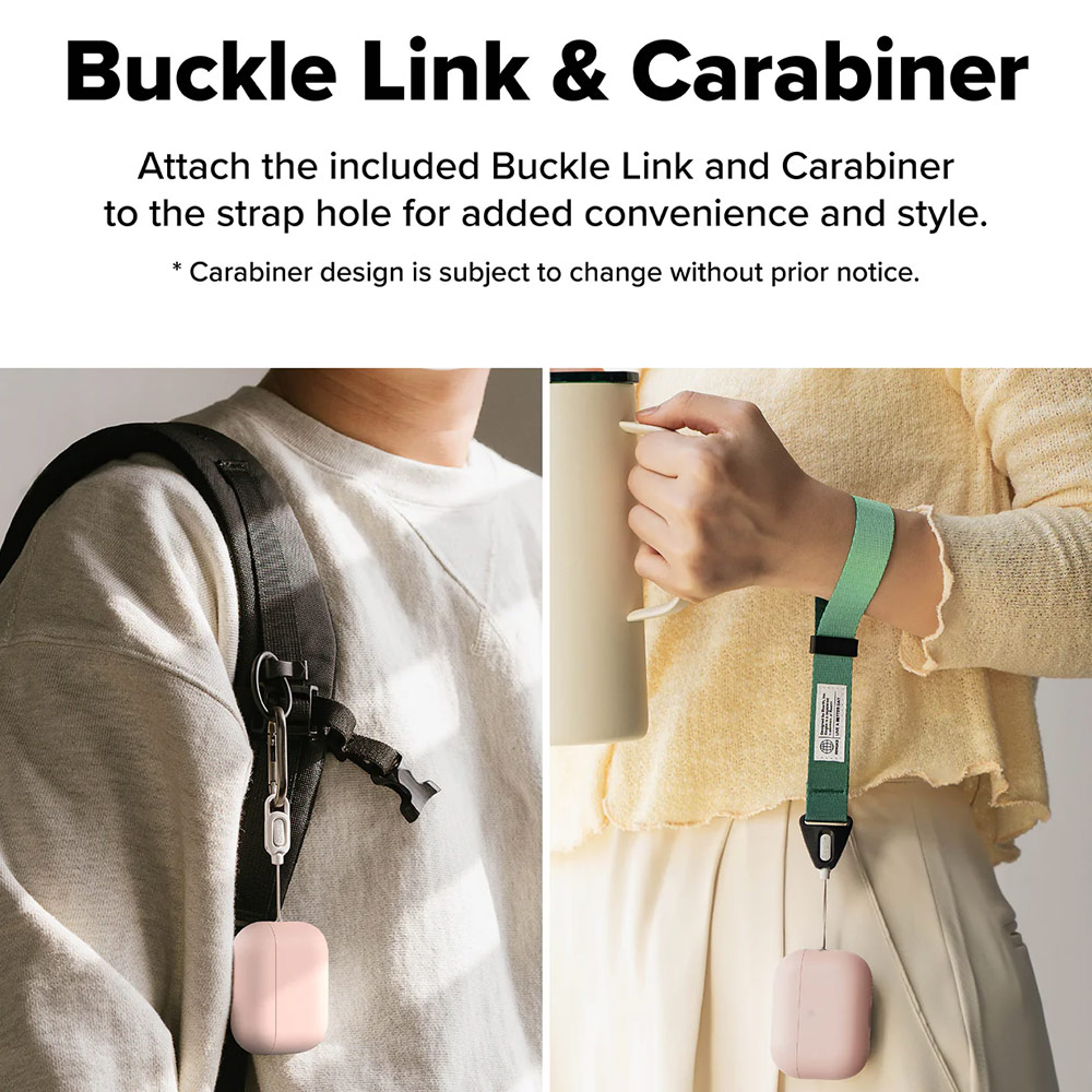 Picture of Apple Airpods Pro 3 Case | Ringke Silicone Soft Feel Hard Protective Protection Case with Carabiner for Apple Airpods Pro 3 (Pink Sand)