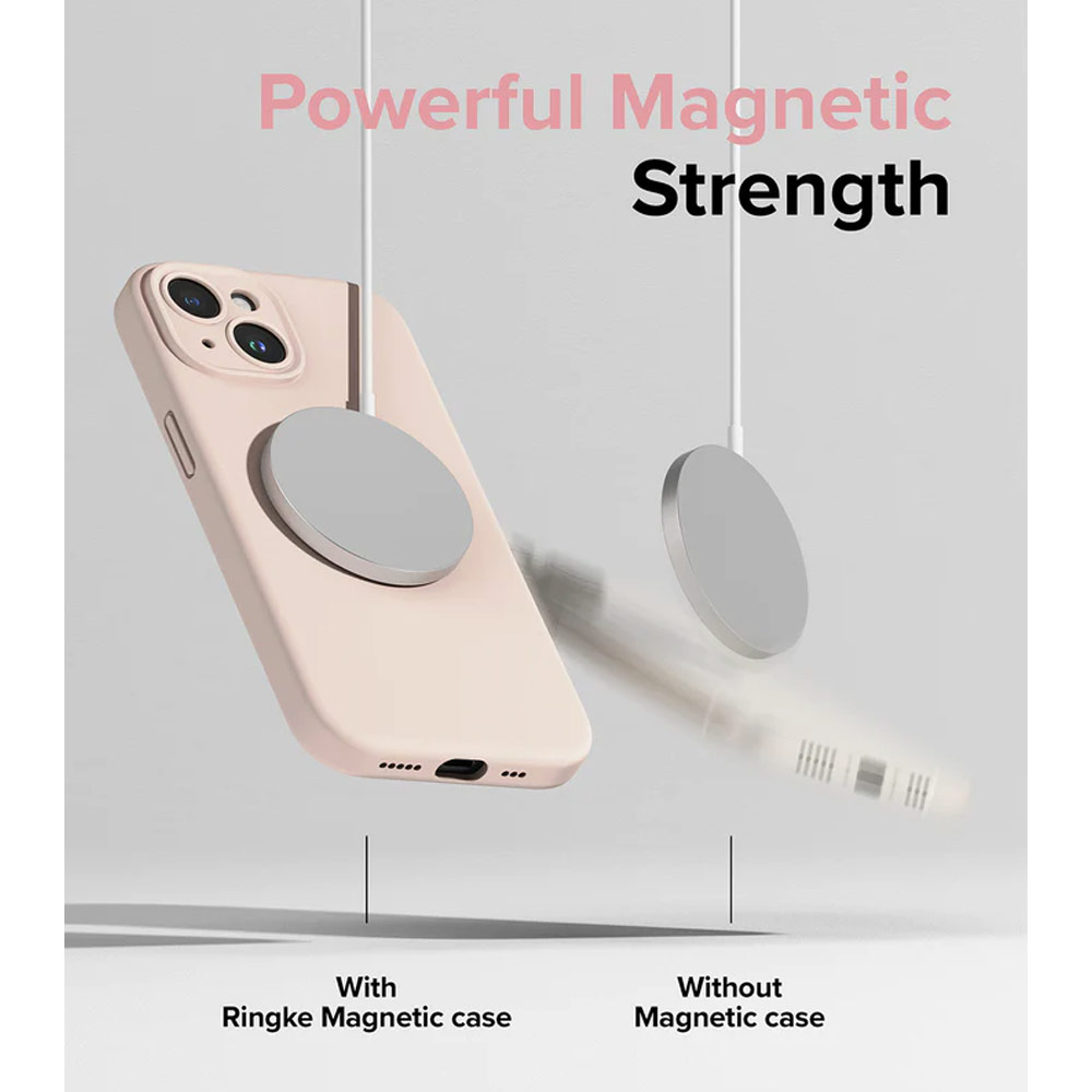 Picture of Apple iPhone 15 Plus 6.7 Case | Ringke Silicone Magnetic Drop Protection Case for Apple iPhone 15 Plus 6.7 (Pink Sand)