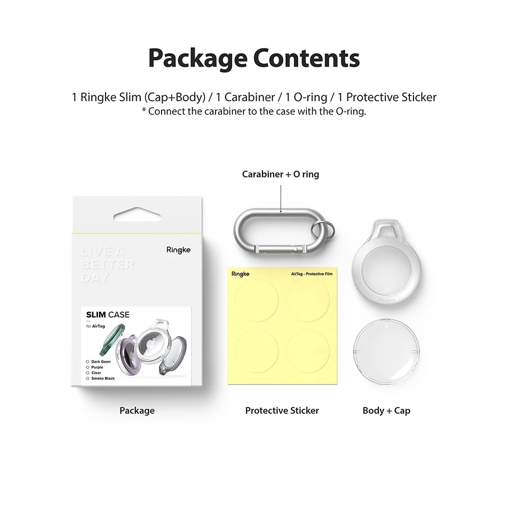 Picture of Apple Air Tag Case | Ringke Slim Case Slim and Lightweight Case for Airtag (Smoke Black)