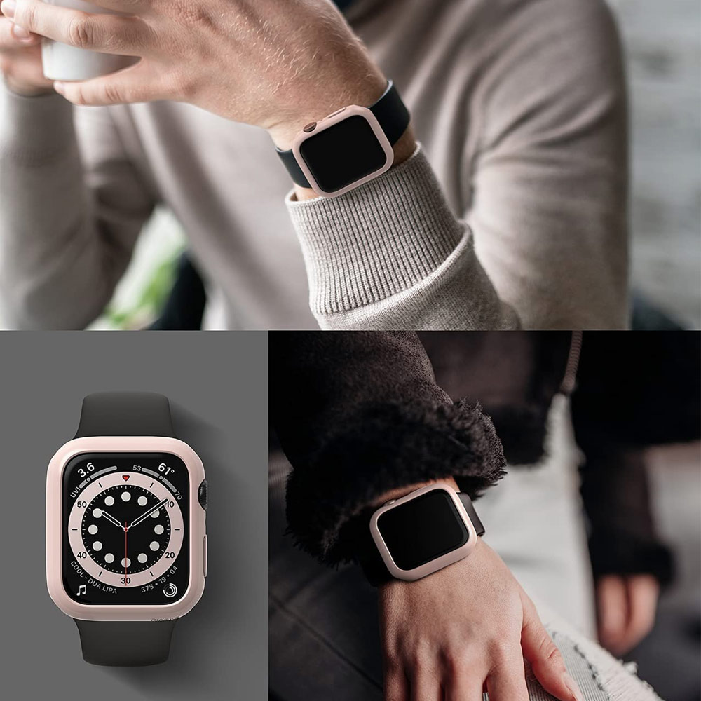 Picture of Apple Watch 44mm Case | Ringke Slim Perfect Fit Case for Apple Watch Series 4 5 6 SE 44mm  (2 PACK with Clear and Peach Pink)