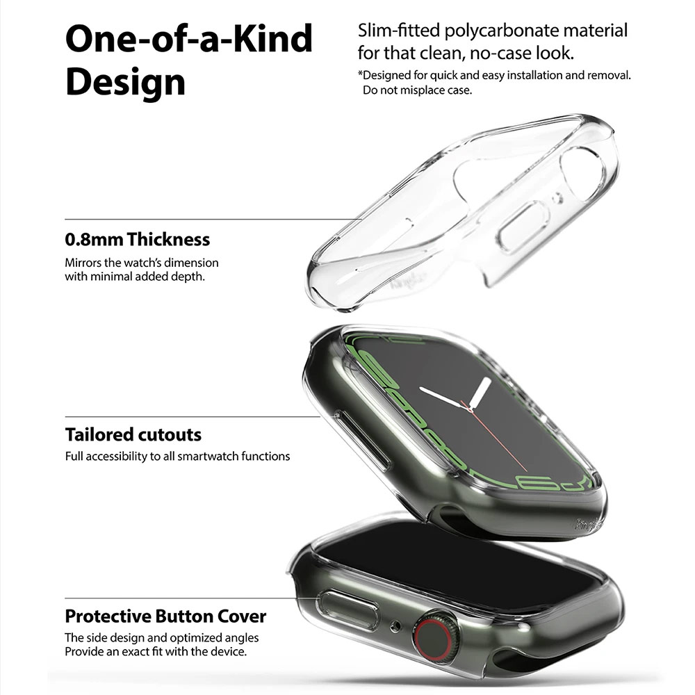 Picture of Apple Watch 41mm Case | Ringke Slim Perfect Fit Case for Apple Watch Series 7 8 9 41mm  (2 PACK Clear and Chrome)