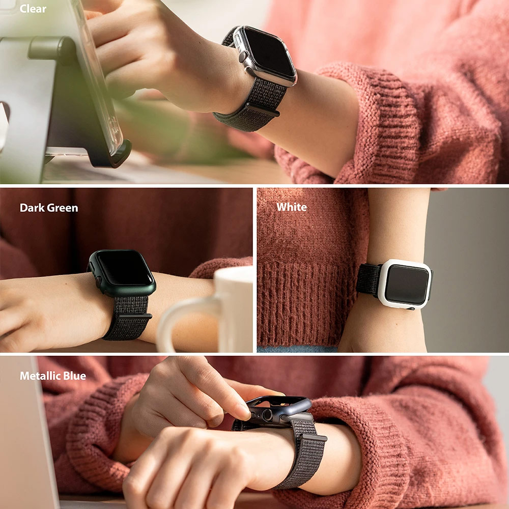 Picture of Apple Watch 41mm Case | Ringke Slim Perfect Fit Case for Apple Watch Series 7 8 9 41mm  (2 PACK Clear and Chrome)
