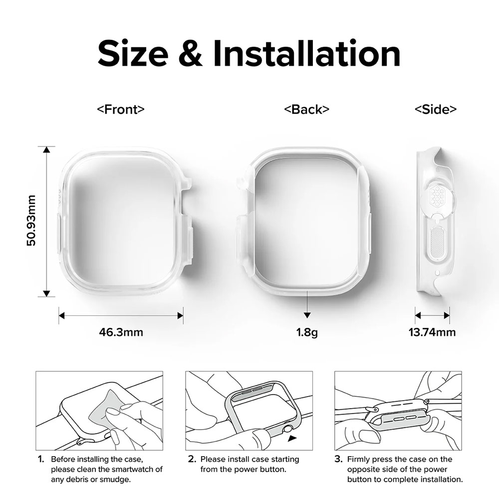 Picture of Apple Watch 49mm	Ultra Case | Ringke Slim and Lightweight Hard Case for Apple Watch Series 8 49mm Ultra (2 PACK with Clear and Alpine Clear)