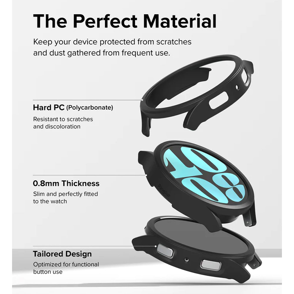 Picture of Samsung Galaxy Watch 6 40mm Case | Ringke Slim Case Durable Protection PC Case for Samsung Galaxy Watch 6 Series 40mm (Clear and Dark Chrome)