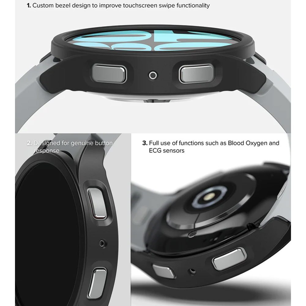 Picture of Samsung Galaxy Watch 6 40mm Case | Ringke Slim Case Durable Protection PC Case for Samsung Galaxy Watch 6 Series 40mm (Clear and Dark Chrome)