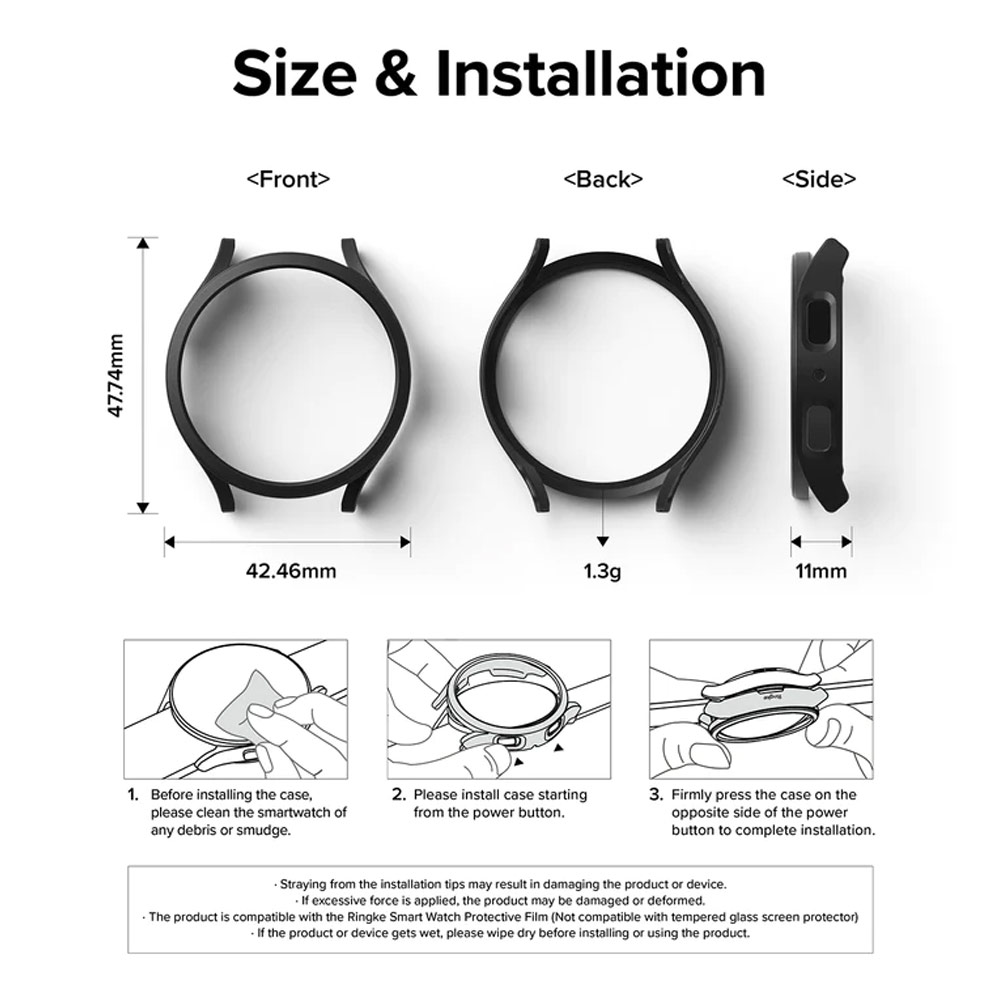 Picture of Samsung Galaxy Watch 6 40mm Case | Ringke Slim Case Durable Protection PC Case for Samsung Galaxy Watch 6 Series 40mm (Clear and Dark Chrome)