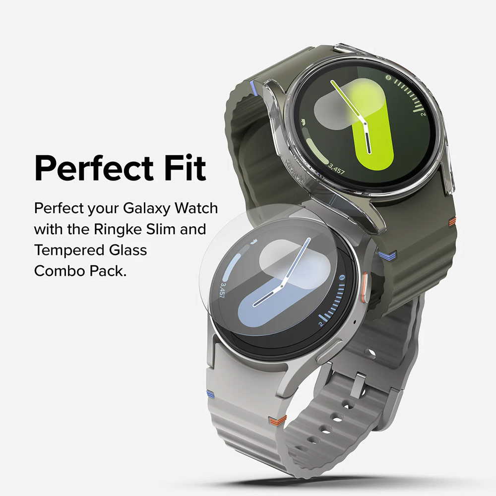 Picture of Samsung Galaxy Watch 7 40mm Case | Ringke Slim Case and Tempered Glass Screen Protector for Samsung Galaxy Watch 7 40mm ( Titanium Black)