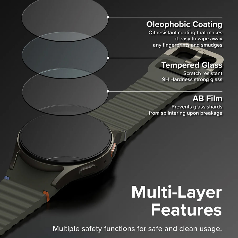 Picture of Samsung Galaxy Watch 7 40mm Case | Ringke Slim Case and Tempered Glass Screen Protector for Samsung Galaxy Watch 7 40mm ( Titanium Black)