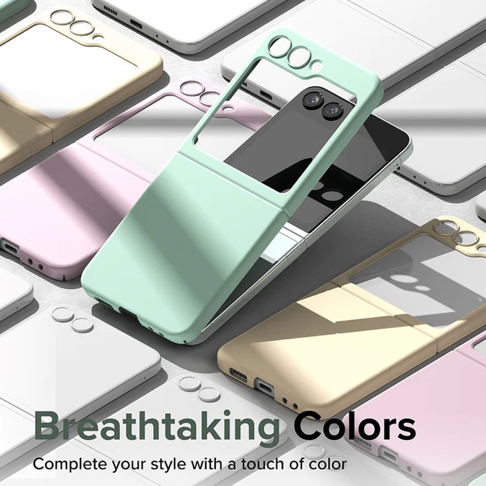 Picture of Samsung Galaxy Z Flip 5 Case | Ringke Slim Color Soft Feel Protection Case with Strap Hole for Samsung Galaxy Z Flip 5 (Vanilla)
