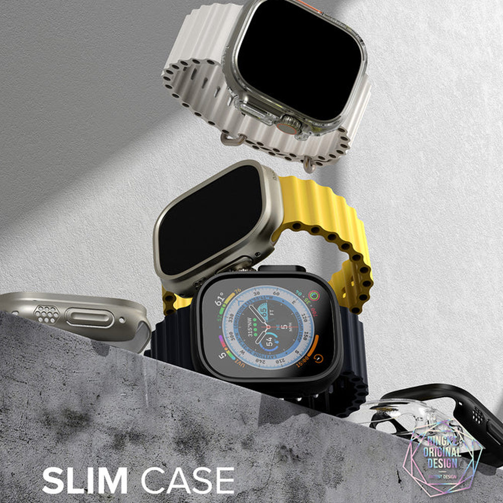Picture of Apple Watch 49mm	Ultra Case | Ringke Slim and Lightweight Hard Case for Apple Watch Series 8 49mm Ultra (2 PACK with Clear and Titanium Gray)