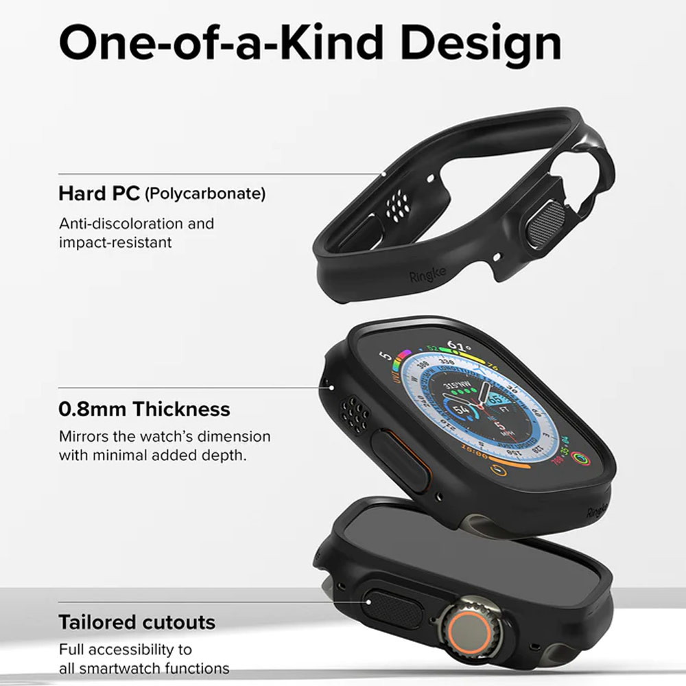 Picture of Apple Watch 49mm	Ultra Case | Ringke Slim and Lightweight Hard Case for Apple Watch Series 8 49mm Ultra (2 PACK with Clear and Titanium Gray)