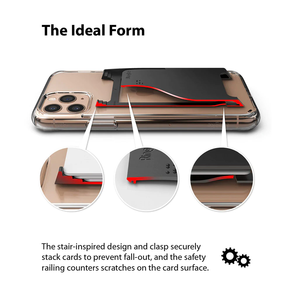 Picture of Ringke Slot Card Holder Max Holder 3 Card 3M Adhesive Sticker with High Quality PC Material for Smartphone (Dark Gray)