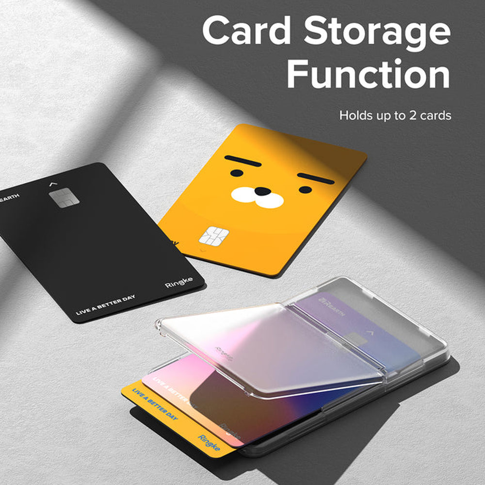 Picture of Ringke 2 in 1 Adhesive Card Holder Stand Slot Kickstand with High Quality PC Material for Smartphone (Clear Black)