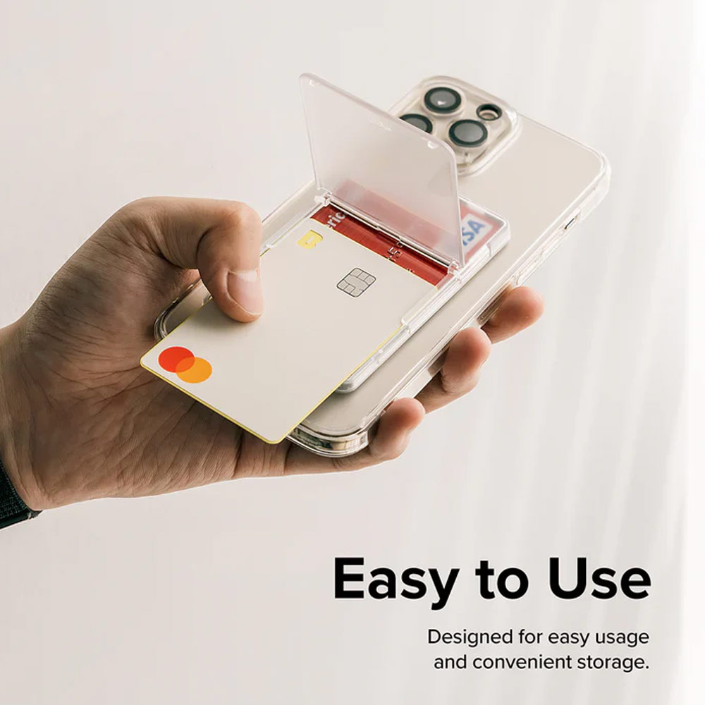 Picture of Ringke 2 in 1 Adhesive Card Holder Stand Slot Kickstand with High Quality PC Material for Smartphone (Clear Black)