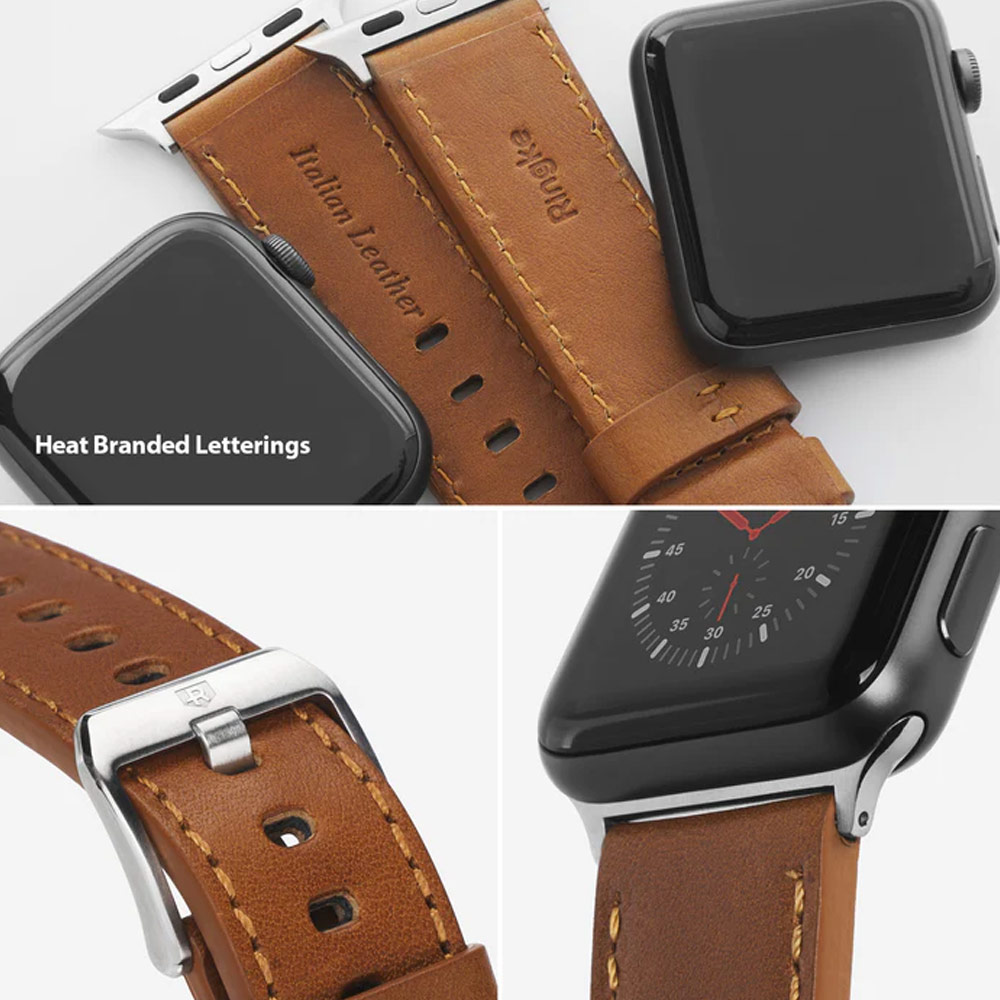 Picture of Apple Watch 49mm	Ultra 3  | Ringke Genuine Leather One Classic Strap for Apple Watch Series 4 5 6 8 9 42mm 44mm 45mm 49mm Ultra (Black)