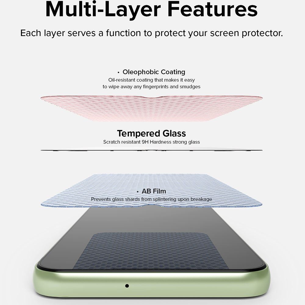 Picture of Samsung Galaxy A24  | Ringke Full Adhesive Full Cover Tempered Glass with Easy Installation Helper Tool for Samsung Galaxy A24 (Clear 2pcs)