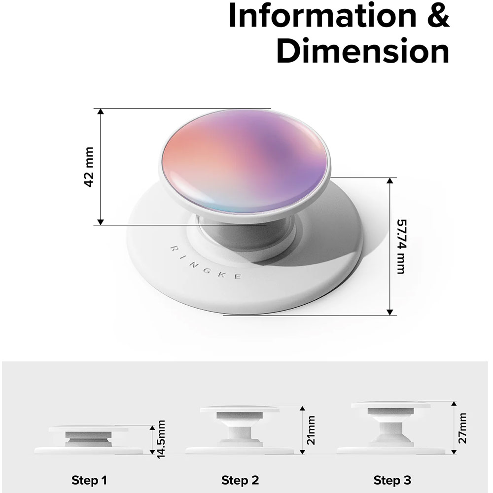 Picture of Ringke Tok Magnetic Grip Stand Holder Popsocket similar Grip Holder (Glossy Aurora)