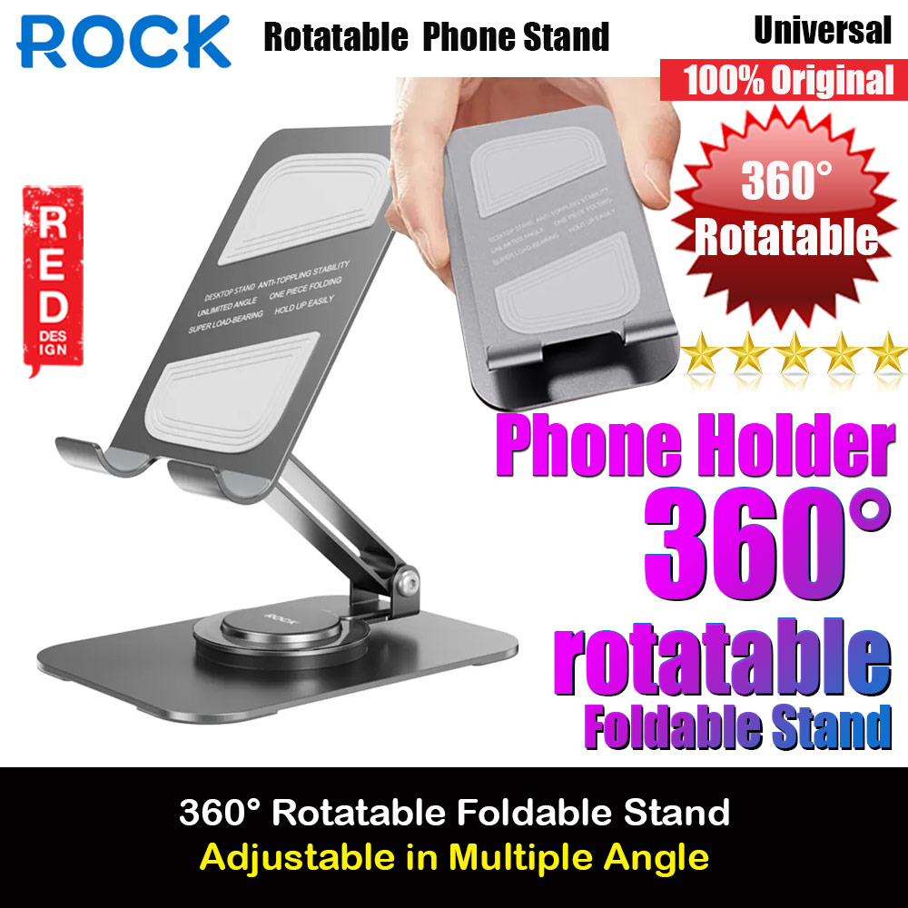 Picture of Rock Universal Rotatable Foldable Aluminum Phone Tablets Stand for iPad iPad Air iPad Pro iPhone 16 Pro Max (Gray) Red Design- Red Design Cases, Red Design Covers, iPad Cases and a wide selection of Red Design Accessories in Malaysia, Sabah, Sarawak and Singapore 