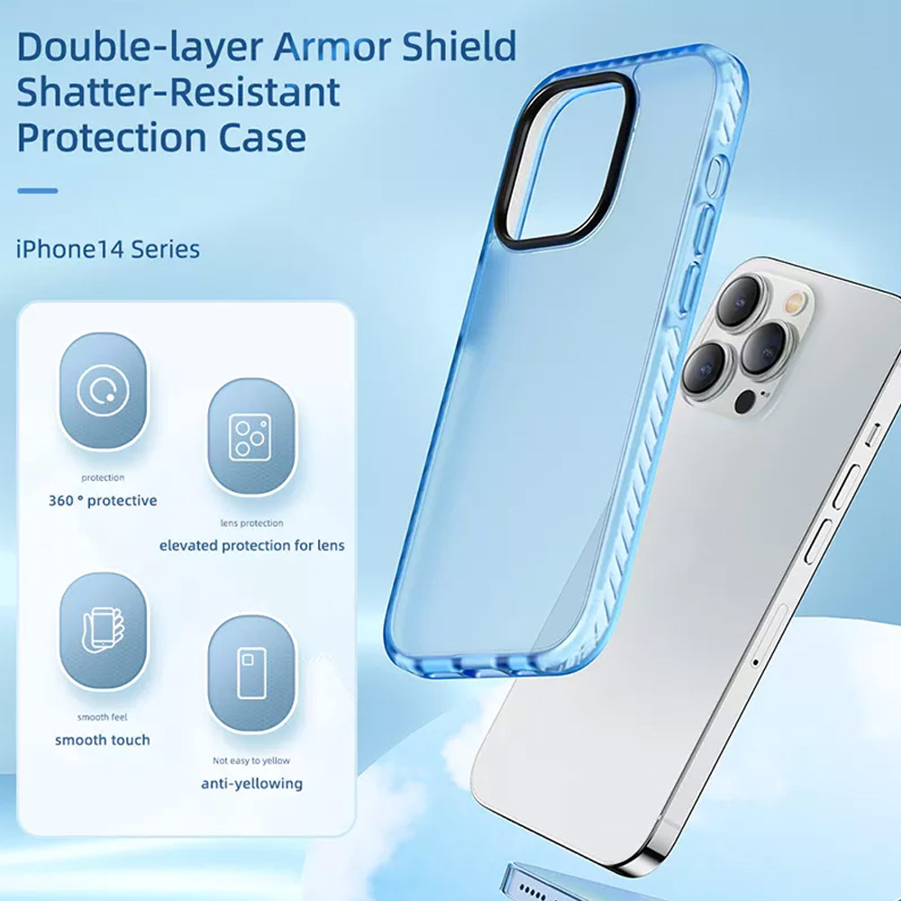 Picture of Apple iPhone 14 Pro 6.1 Case | Rock Armor Shield Thin Matte Anti Finger Print Drop Protection Case For for iPhone 14 Pro 6.1 (Blue)