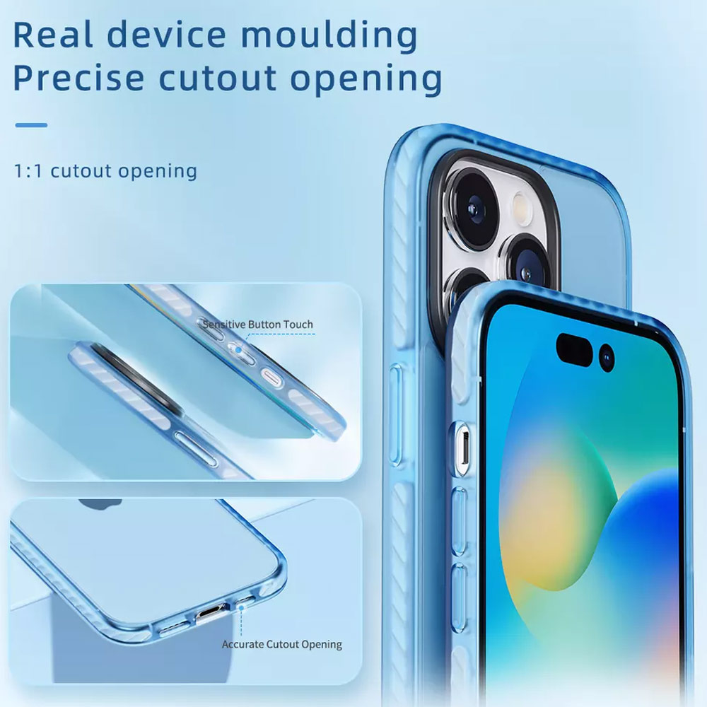 Picture of Apple iPhone 14 Pro 6.1 Case | Rock Armor Shield Thin Matte Anti Finger Print Drop Protection Case For for iPhone 14 Pro 6.1 (Blue)