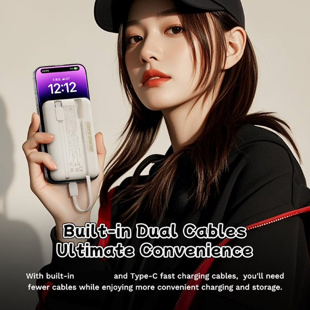 Picture of Rock CCC 3C Certified Power Bank Mini Compact Size PD 20W 10000mAh Travel Portable Small Palm Size Compact Mini CCC Power Bank powerbank with Multiple Built in Cable USB C USB L (Crayon Shin Chan)