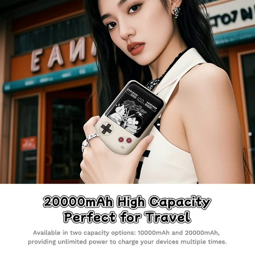 Picture of Rock CCC 3C Certified Power Bank Mini Compact Size PD 20W 10000mAh Travel Portable Small Palm Size Compact Mini CCC Power Bank powerbank with Multiple Built in Cable USB C USB L (Crayon Shin Chan)