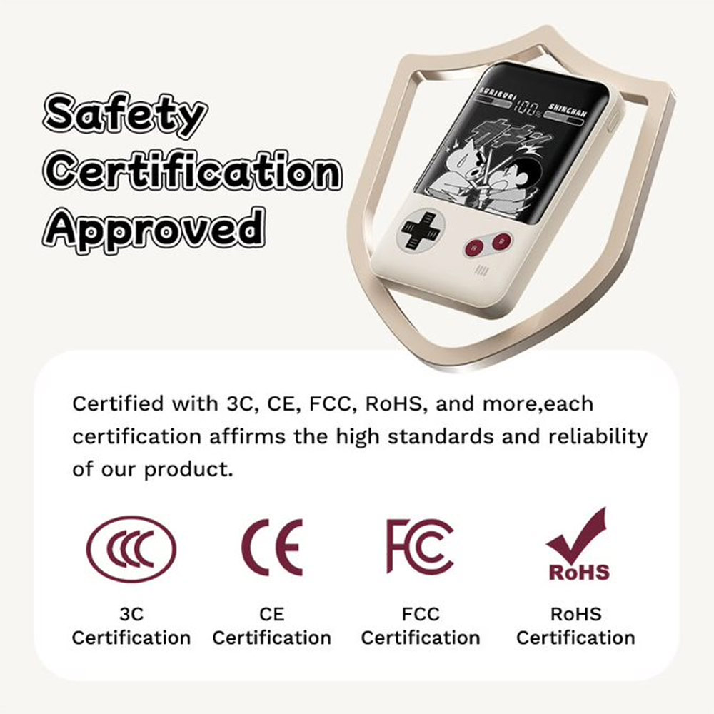 Picture of Rock CCC 3C Certified Power Bank Mini Compact Size PD 20W 10000mAh Travel Portable Small Palm Size Compact Mini CCC Power Bank powerbank with Multiple Built in Cable USB C USB L (Crayon Shin Chan)