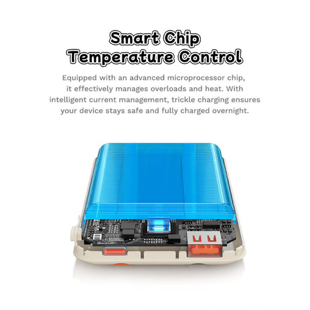 Picture of Rock CCC 3C Certified Power Bank Mini Compact Size PD 20W 10000mAh Travel Portable Small Palm Size Compact Mini CCC Power Bank powerbank with Multiple Built in Cable USB C USB L (Crayon Shin Chan)