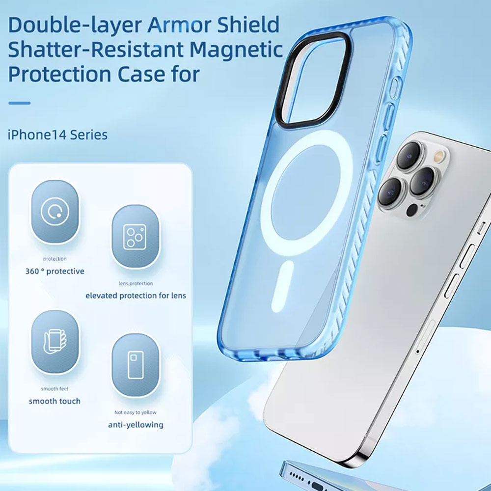 Picture of Apple iPhone 14 Pro 6.1 Case | Rock Double Layered Armor Shield Protection Anti Finger Print Drop Protection Magsafe Compatible Case for iPhone 14 Pro 6.1 (Matte Black)