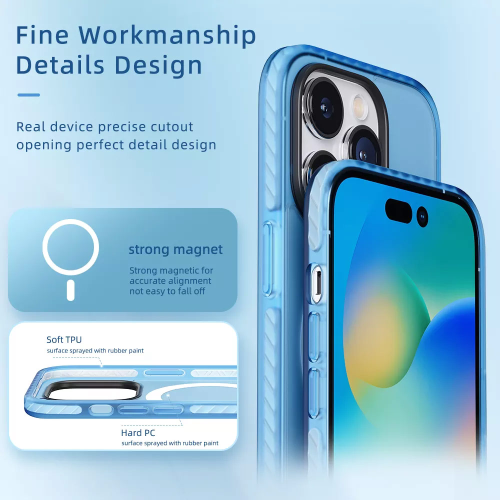 Picture of Apple iPhone 14 Pro 6.1 Case | Rock Double Layered Armor Shield Protection Anti Finger Print Drop Protection Magsafe Compatible Case for iPhone 14 Pro 6.1 (Matte Black)