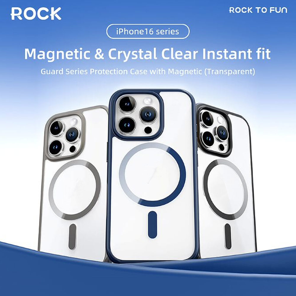 Picture of Apple iPhone 16 6.1 Case | Rock Guard Clear Transparent Magsafe Compatible Drop Protection Case for iPhone 16 6.1 (Clear Grey)