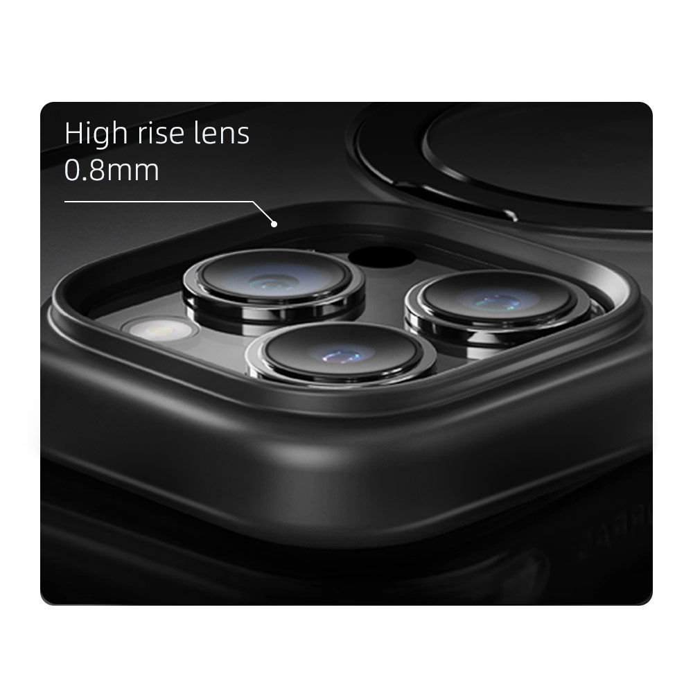 Picture of Apple iPhone 15 Pro Max 6.7 Case | Rock Guard Magnetic Foldable Ring Stand Drop Protection Case for iPhone 15 Pro Max 6.7 (Matte Titanium Black)