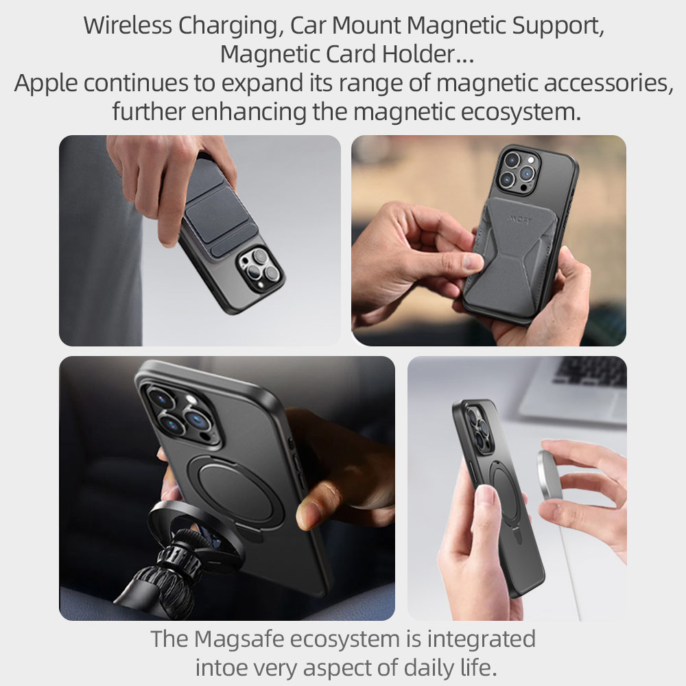 Picture of Apple iPhone 15 Pro Max 6.7 Case | Rock Guard Magnetic Foldable Ring Stand Drop Protection Case for iPhone 15 Pro Max 6.7 (Matte Titanium Black)