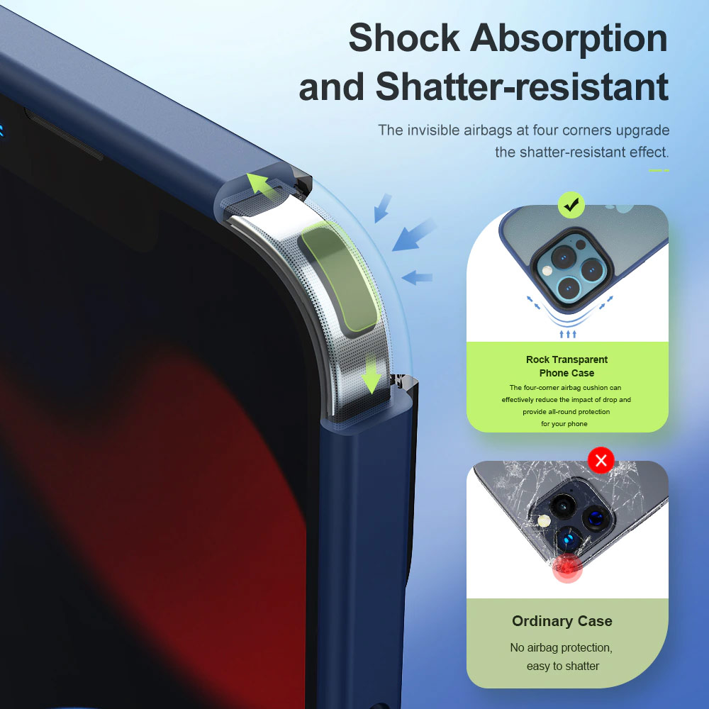 Picture of Apple iPhone 13 Pro 6.1 Case | Rock Guard Pro Drop Protection Case for iPhone 13 Pro 6.1 (Clear Blue)