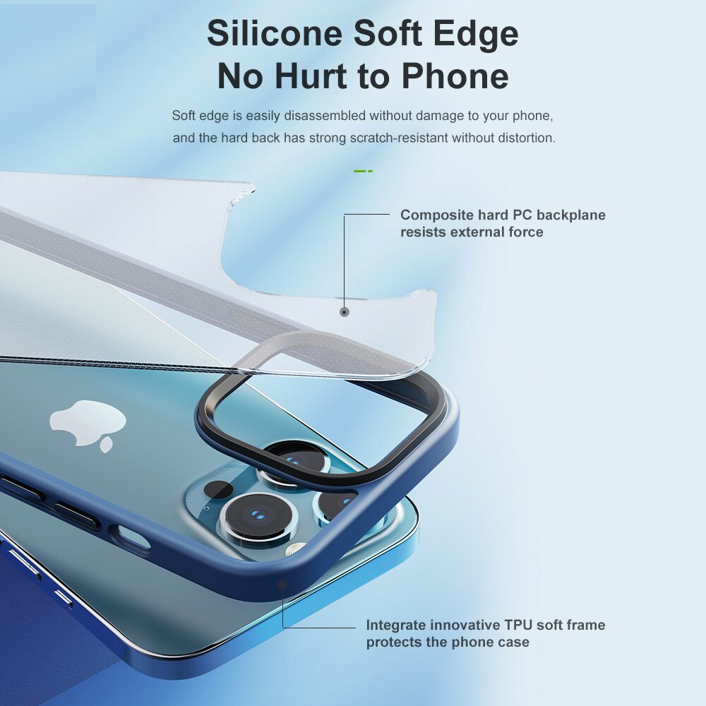Picture of Apple iPhone 13 Pro 6.1 Case | Rock Guard Pro Drop Protection Case for iPhone 13 Pro 6.1 (Clear Blue)