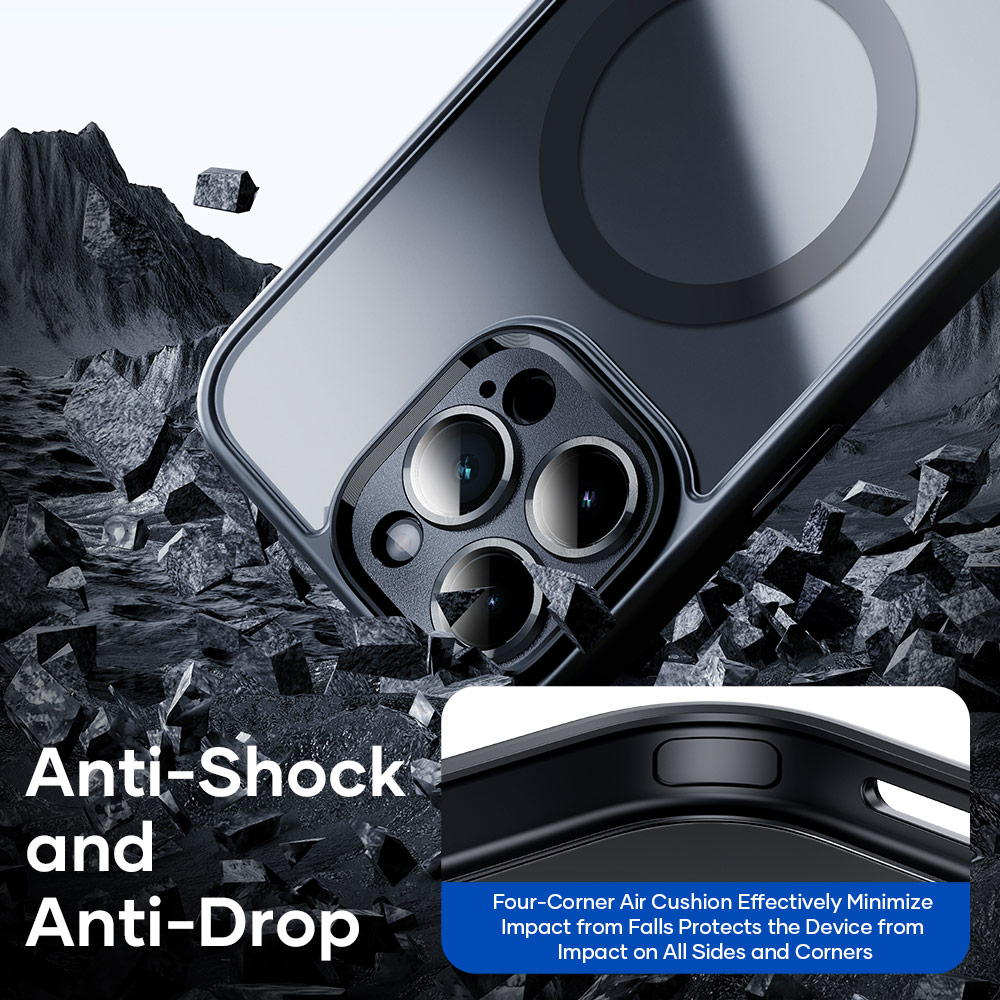 Picture of Apple iPhone 15 Pro Max 6.7 Case | Rock Guard Touch Lens Protection Anti Finger Print Drop Protection Magsafe Compatible Case for iPhone 15 Pro Max 6.7 (Matte Black)