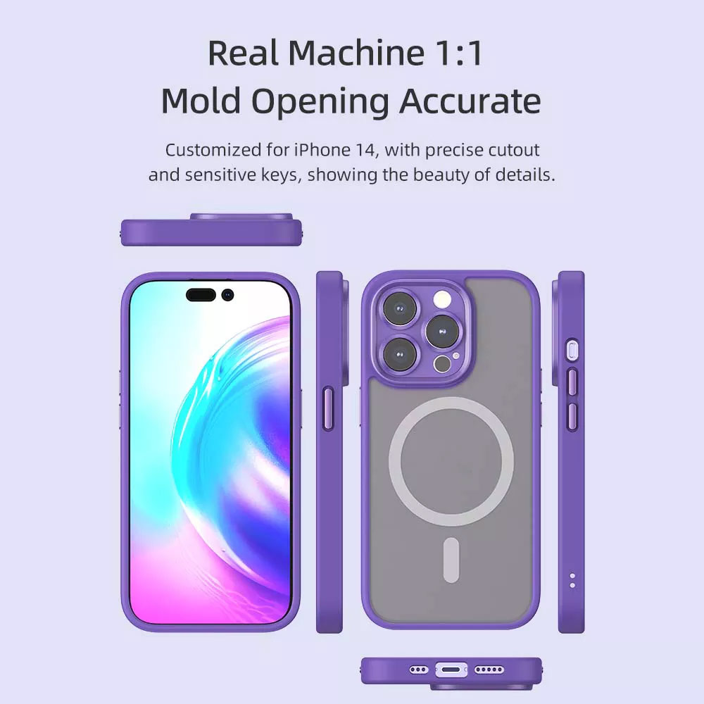 Picture of Apple iPhone 14 Pro 6.1 Case | Rock Guard Touch Lens Protection Anti Finger Print Drop Protection Magsafe Compatible Case for iPhone 14 Pro 6.1 (Matte Purple)