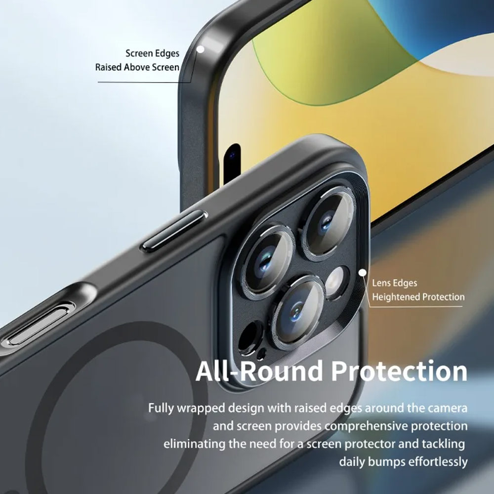 Picture of Apple iPhone 16 Pro 6.3 Case | Rock Guard Touch Lens Protection Anti Finger Print Drop Protection Magsafe Compatible Case for iPhone 16 Pro 6.3 (Matte Black)