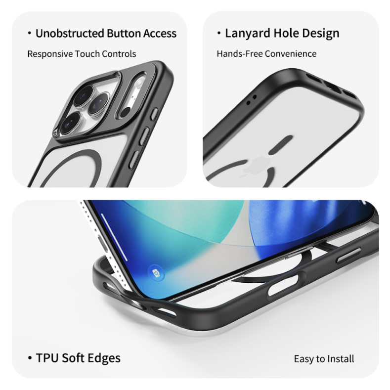 Picture of Apple iPhone 17 Pro 6.3 Case | Rock Guard Transparent Magnetic Anti Drop Protection Case for iPhone 17 Pro 6.3 (Grey)