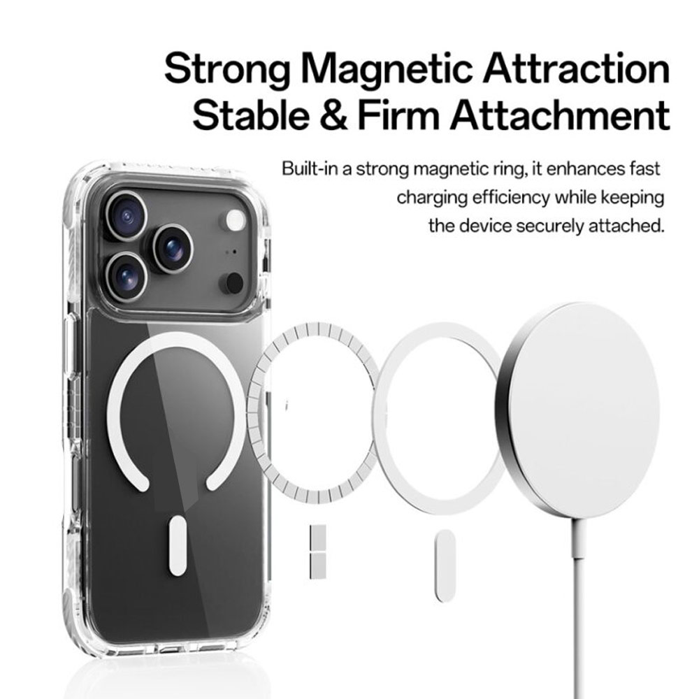 Picture of Apple iPhone 17 Pro Max 6.9 Case | Rock Crystal Clear Magnetic Anti Drop Protection Case for iPhone 17 Pro Max 6.9 (White)