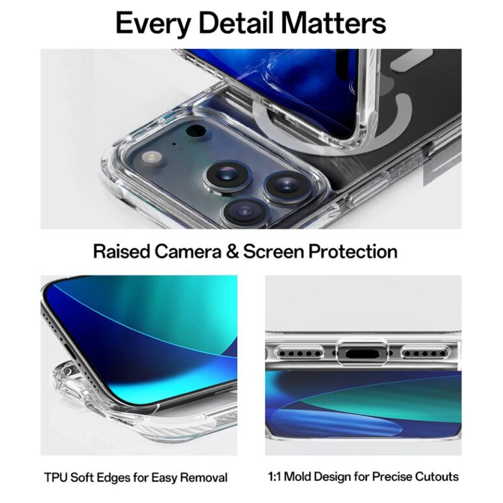 Picture of Apple iPhone 17 Pro Max 6.9 Case | Rock Crystal Clear Magnetic Anti Drop Protection Case for iPhone 17 Pro Max 6.9 (White)