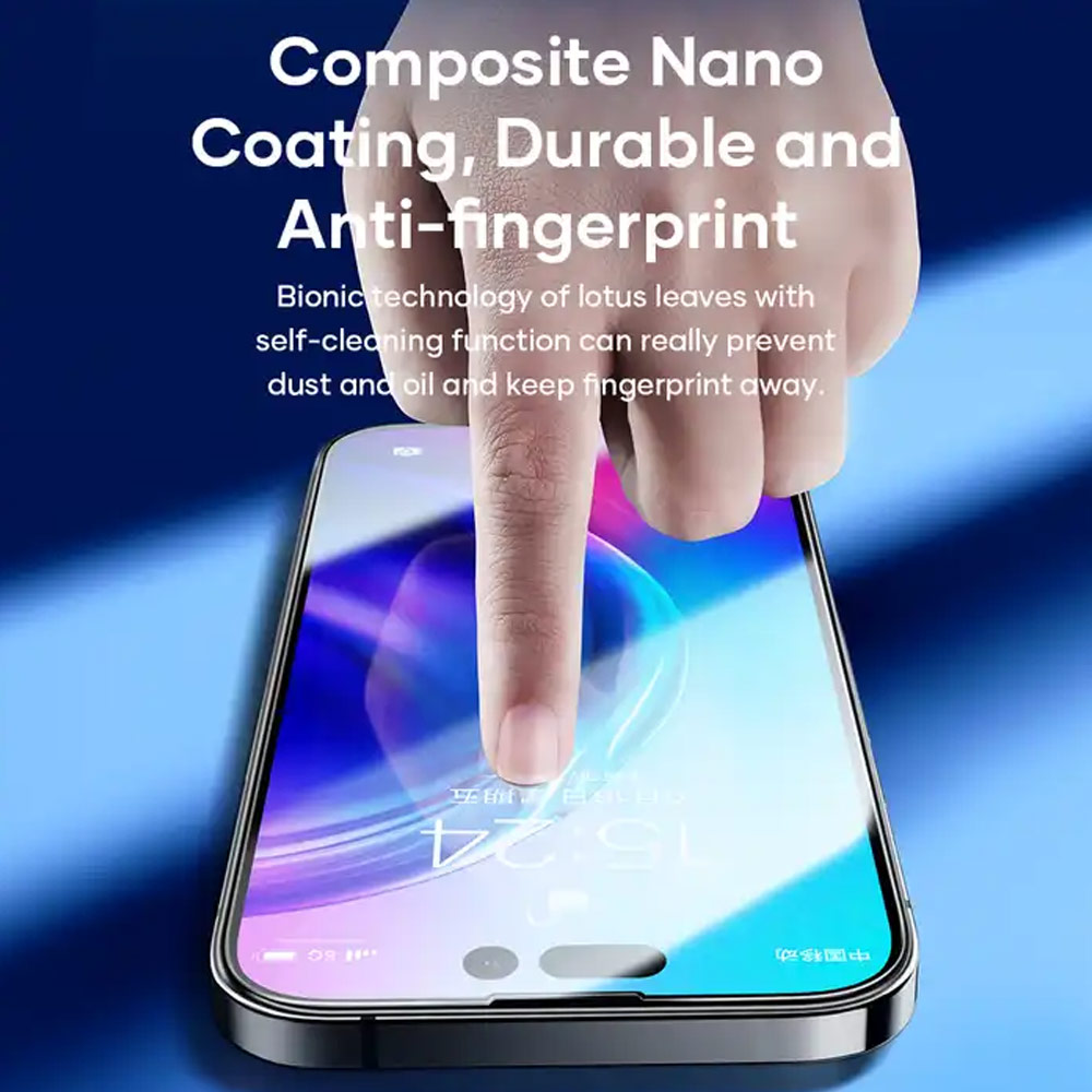 Picture of Apple iPhone 15 Pro Max 6.7  | Rock 4K HD Full Coverage Tempered Glass with Installation Kit Helper for iPhone 15 Pro Max 6.7 (HD Clear)