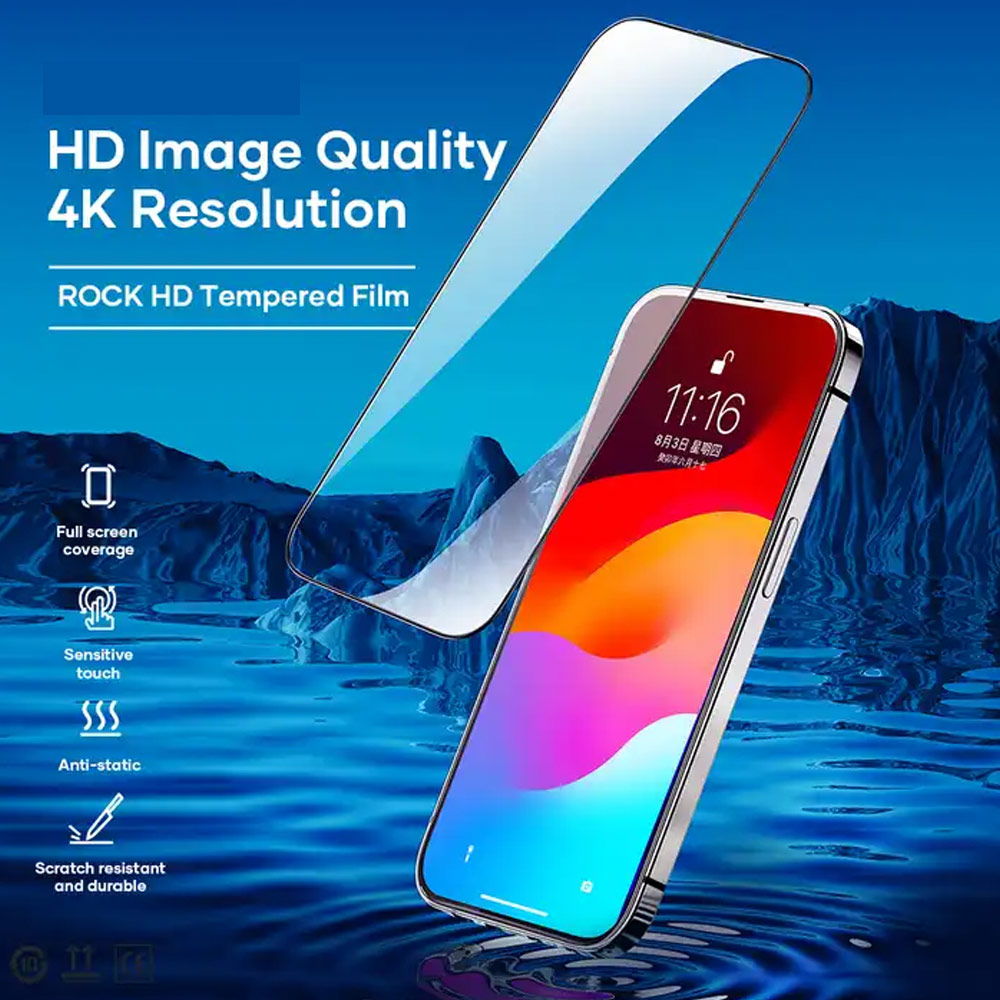 Picture of Apple iPhone 15 Plus 6.7  | Rock 4K HD Full Coverage Tempered Glass for iPhone 15 6.1 (HD Clear)