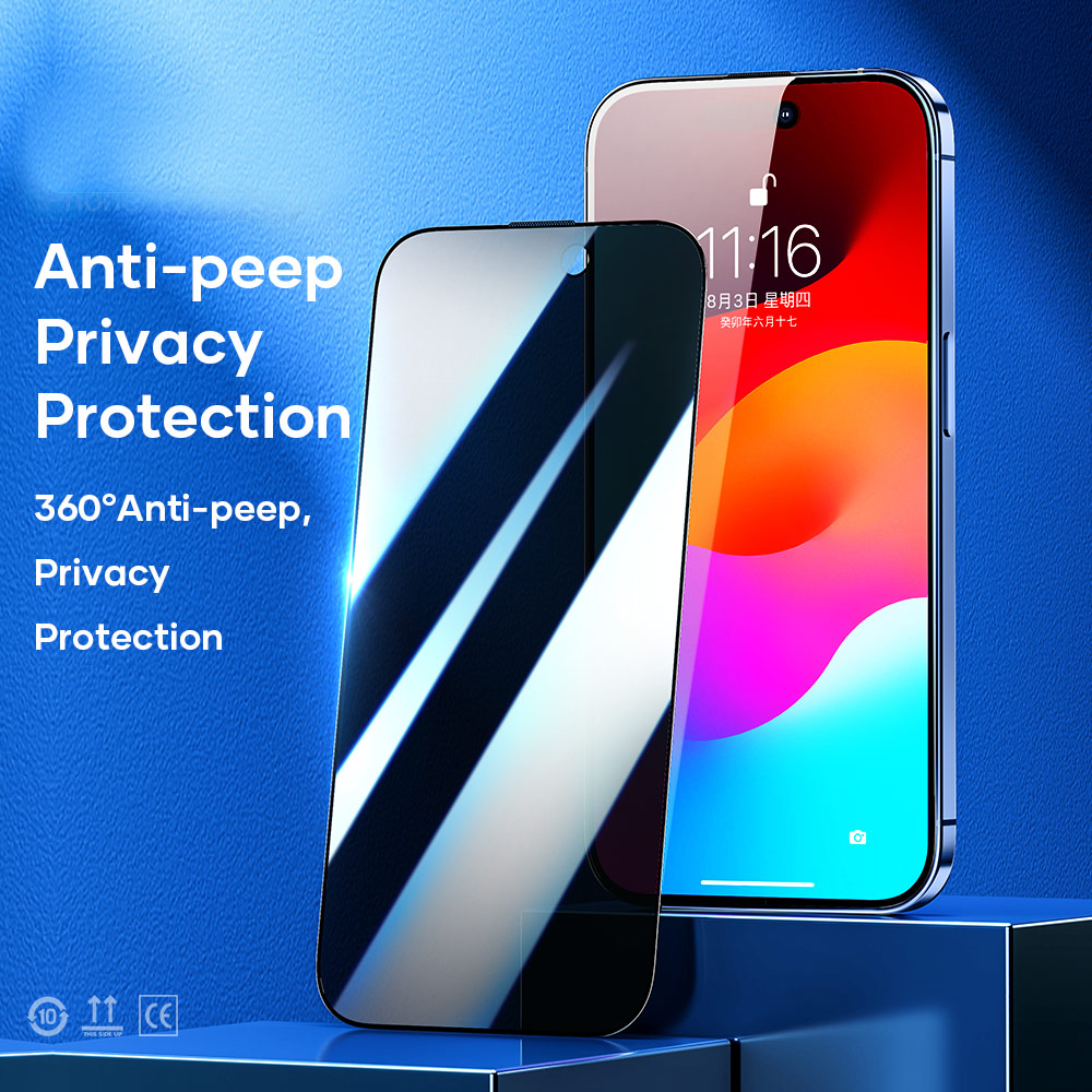 Picture of Apple iPhone 15 Pro 6.1  | Rock Anti Peep HD Full Coverage Tempered Glass for iPhone 15 6.1 (Privacy)