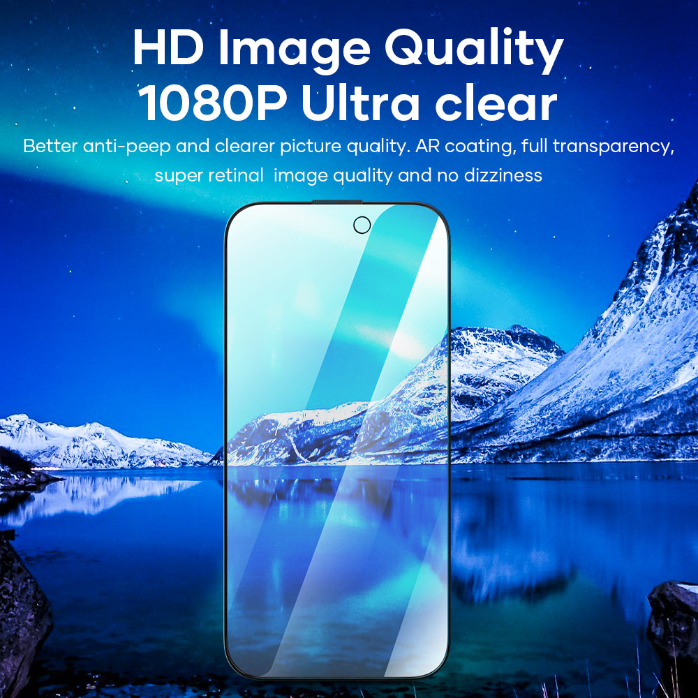 Picture of Apple iPhone 15 Pro 6.1  | Rock Anti Peep HD Full Coverage Tempered Glass for iPhone 15 6.1 (Privacy)